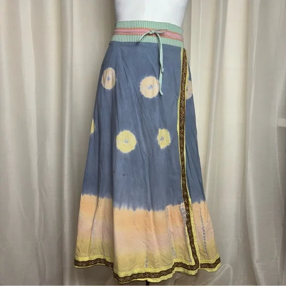 Soft Surroundings Bohemian Tie Dye Faux Wrap Full Skirt - Picture 1 of 10